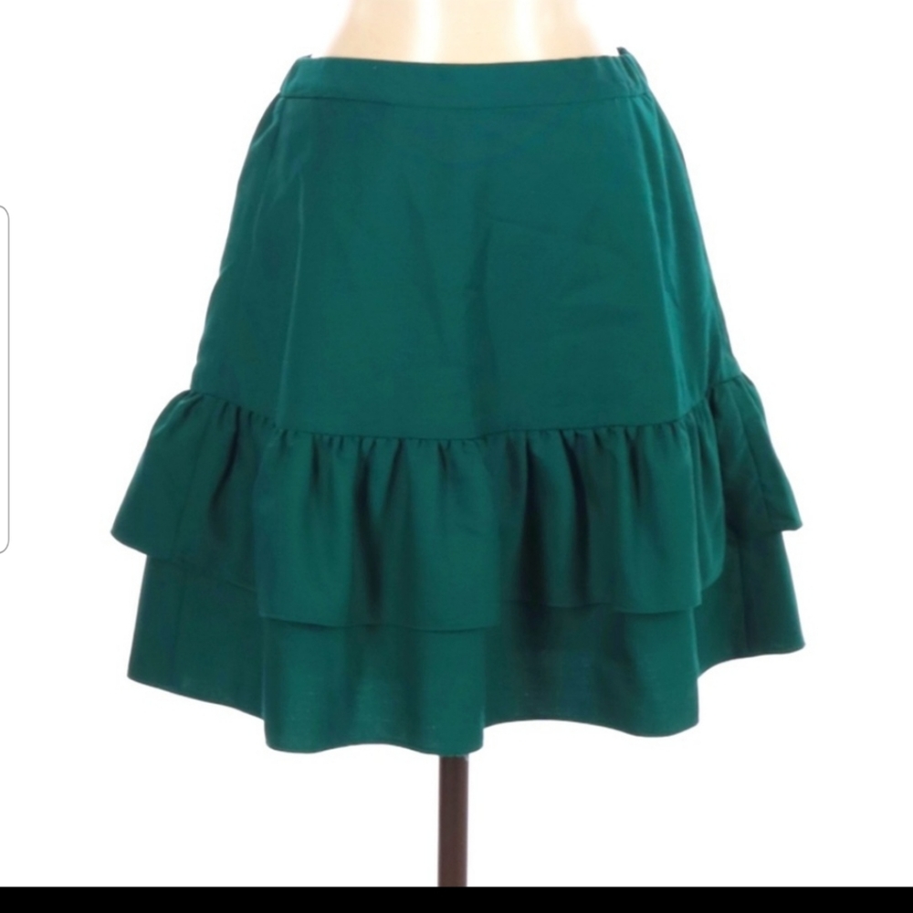 J.Crew ruffle mini skirt in emerald green